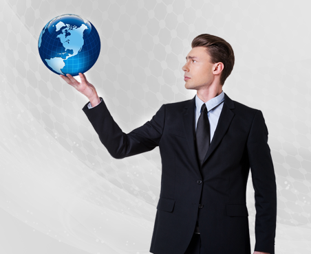 Businessman Holding a Globe 